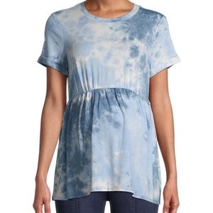 Time and Tru Womens Tie Dye Blue Maternity Smock Top Size Large 12-14 New